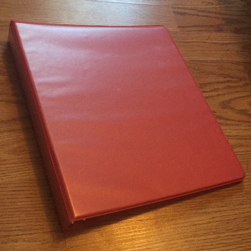 1-inch RED three-ring Binder with looseleaf paper